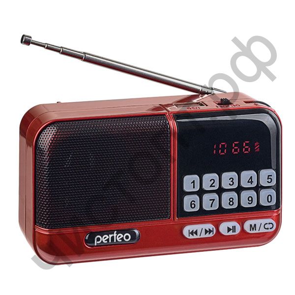 Р/п Perfeo ASPEN FM+ 87.5-108МГц/ MP3/ питание USB или 18650/ красный (i20))
