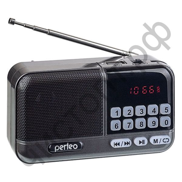 Р/п Perfeo ASPEN FM+ 87.5-108МГц/ MP3/ питание USB или 18650/ серый (i20))