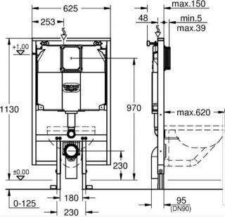 Divariiçi gizli rezervuar baçok GROHE 14 sm