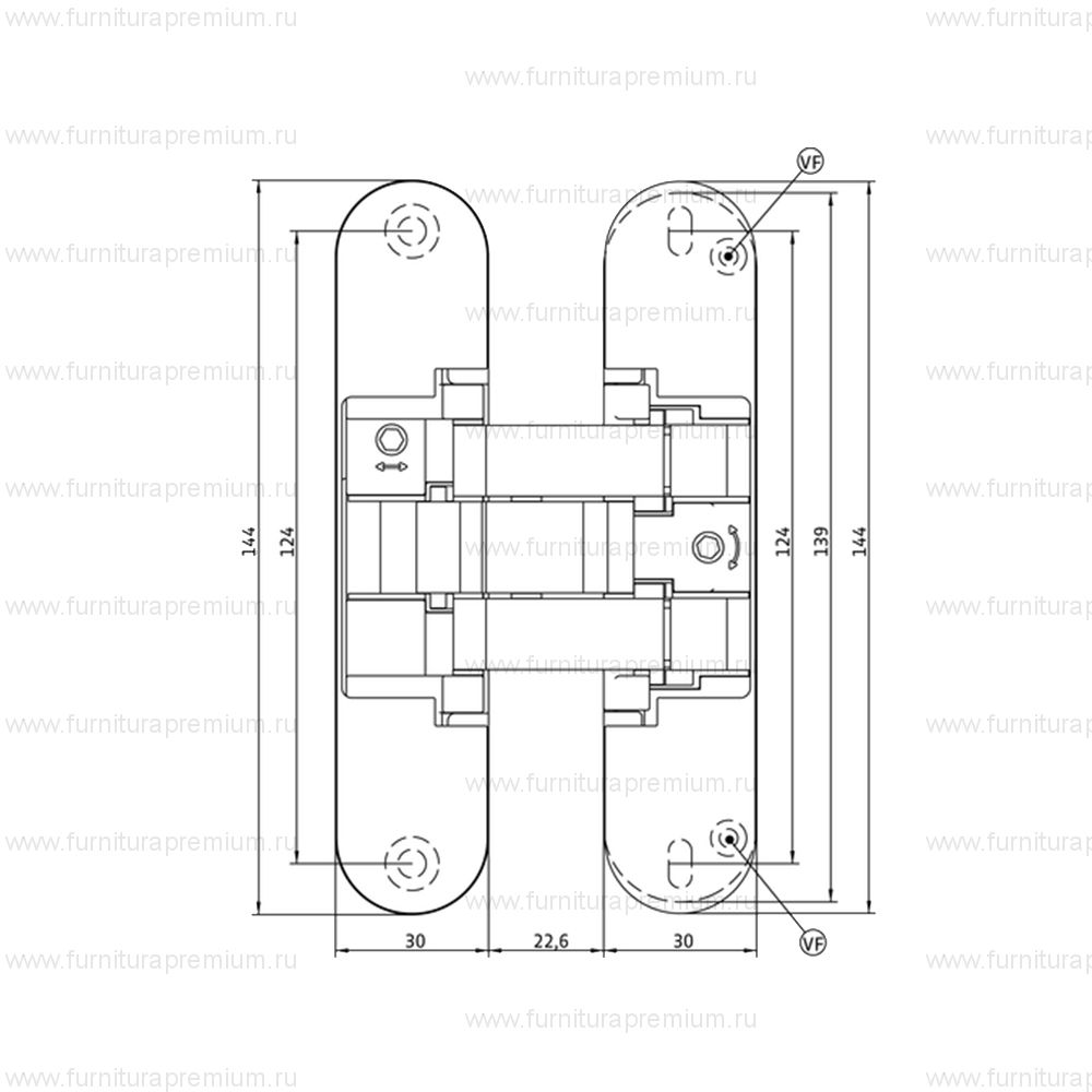 Скрытая петля Anselmi AN 141 3D (515) для дверей 40 мм со смещением