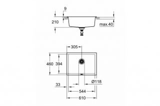 Metbex moykasi - Bakida qiymetleri: Grohe K700U | 610 x 460 mm - santexnika shop