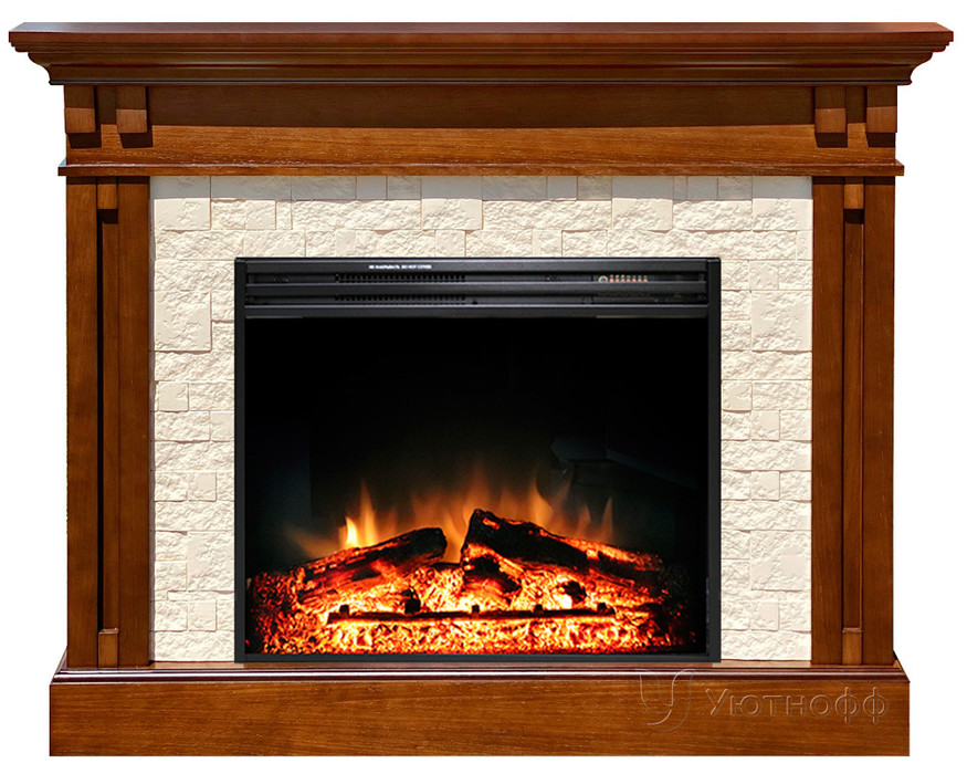 Royal Flame Cambridge Umbra Grey камень бежевый с очагом Jupiter FX New (тёмный дуб)