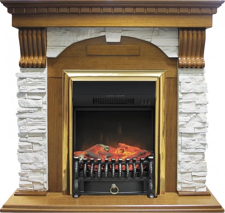 Royal Flame Dublin арочный сланец белый с очагом Fobos (Дуб)
