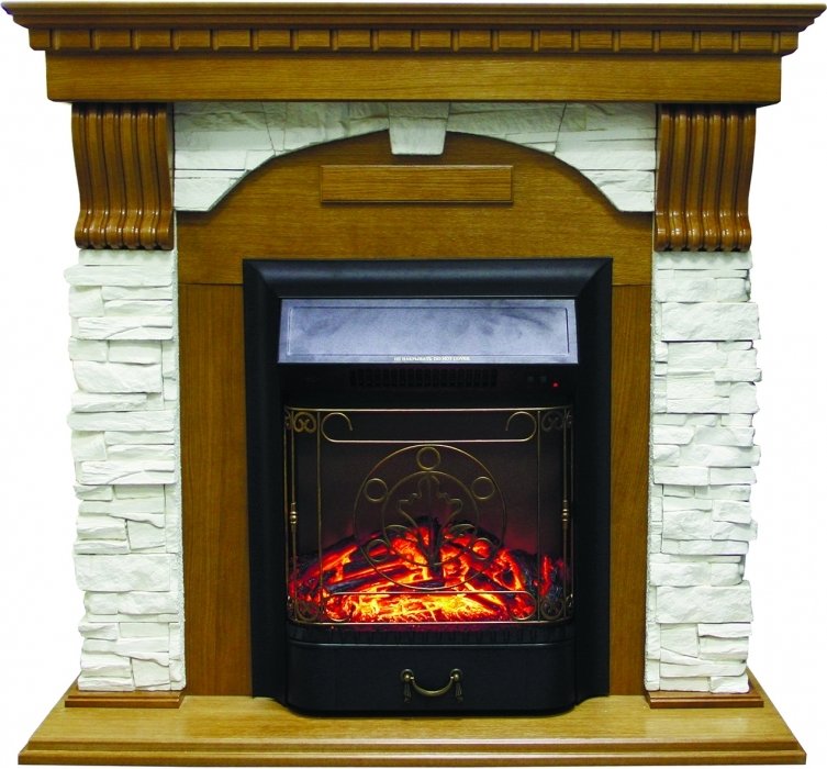 Royal Flame Dublin арочный сланец белый с очагом Majestic (Дуб)