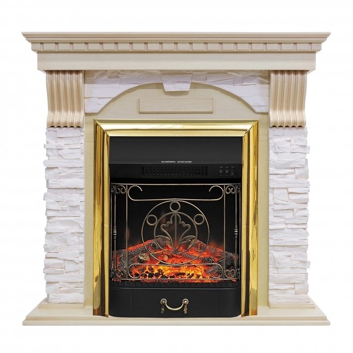 Royal Flame Dublin арочный сланец крем с очагом Majestic (Слоновая кость)