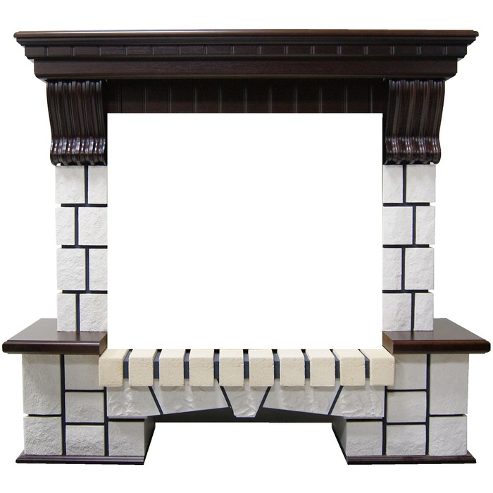 InterFlame Экстер кирпичики под очаг Panoramic 25-30 3D (тёмный дуб; венге)