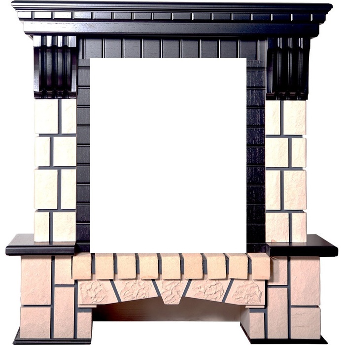 InterFlame Экстер М кирпичики под Классический очаг (тёмный дуб; венге)