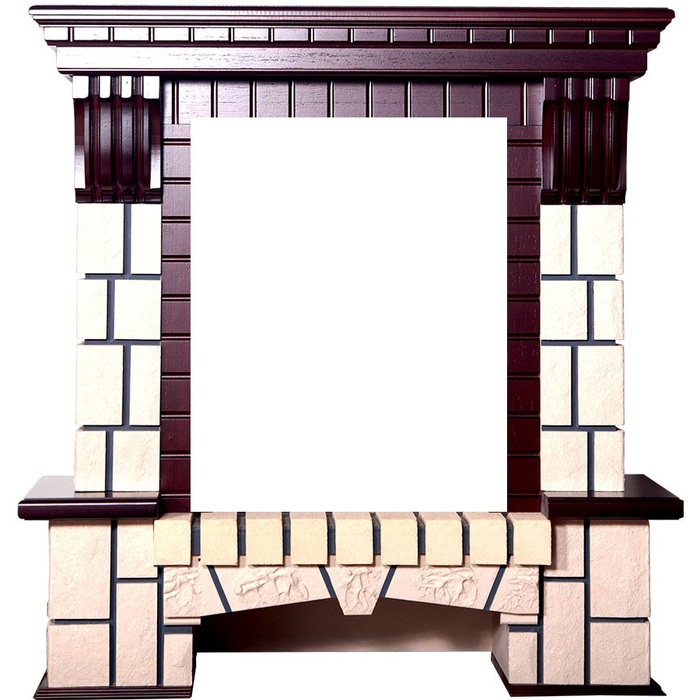 InterFlame Экстер М кирпичики под Классический очаг (бежевый с патиной)