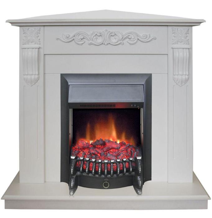 Real-Flame Dominica Corner STD/EUG WT с очагом Fobos s Lux BL/BR, Majestic s Lux BL/BR