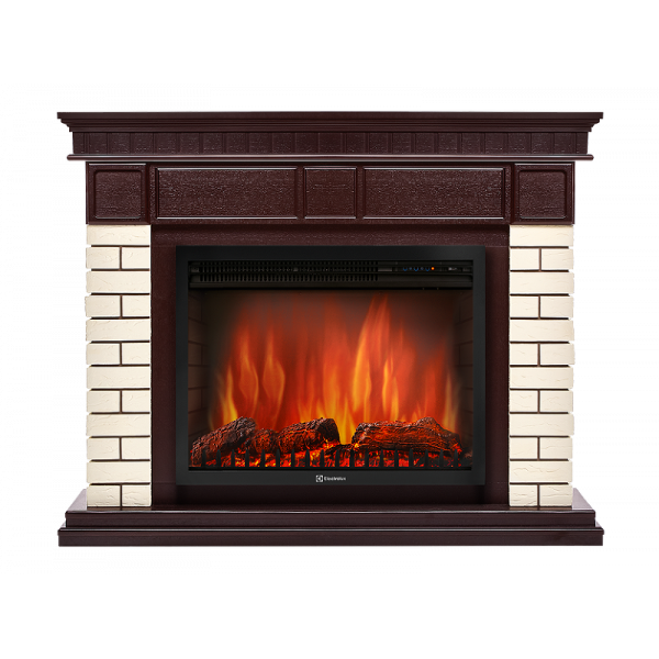 Electrolux Bricks 25U (угловой) камень бежевый, шпон темный дуб с очагом EFP/P-2520LS