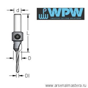 Зенковка оправка коническая D 10 со сверлом 3,6 мм WPW AC03605S