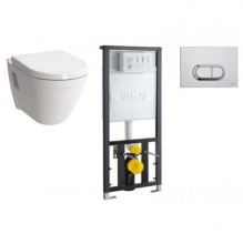 Подвесной безободковый унитаз с сиденьем микролифт и инсталяцией Vitra S50 9003B003-7201