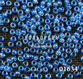 Бисер чешский 01634 голубой прозрачный блестящий Preciosa 1 сорт
