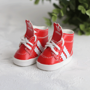 Обувь для кукол 5 см - Кроссовки высокие с язычком LUX красные