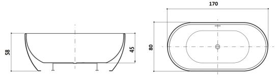 Ванна Jacuzzi Chic 170x80 схема 1