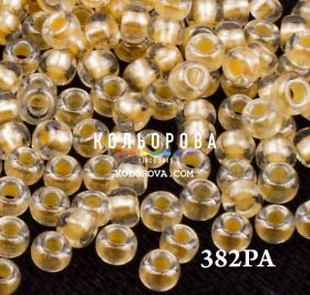 Бисер чешский 382PA персиковый прозрачный жемчужная линия внутри Preciosa 1 сорт