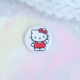 Кабошон стеклянный (самоклейка) Hello Kitty  Ø 25 мм - 3 шт