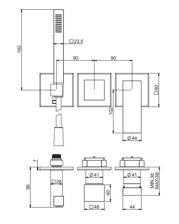 Смеситель для ванны c душем Fima carlo frattini Zeta F3989X8 схема 1