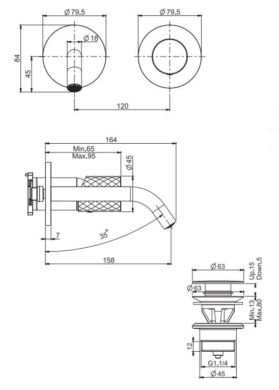 Стильный смеситель с декорированной ручкой Fima carlo frattini Spillo Tech F3051NX8 для раковины схема 1