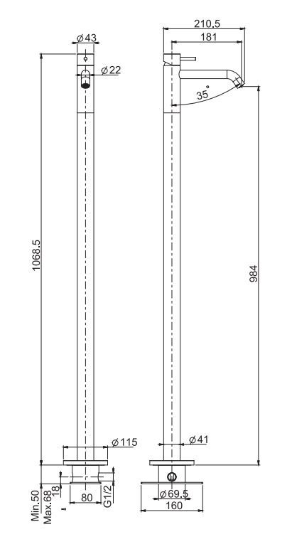 Смеситель для раковины Fima carlo frattini Spillo steel F3071/P схема 1