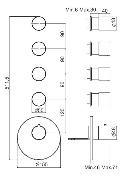 Смеситель для ванны и душа Fima carlo frattini Spillo steel F3083X4 схема 1