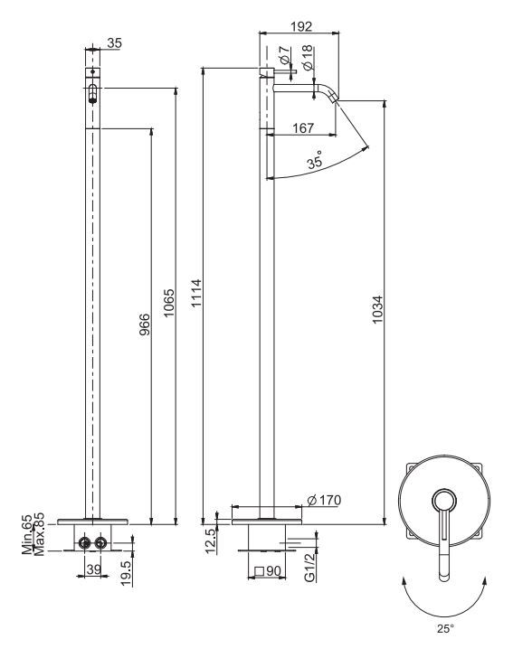 Смеситель для раковины Fima carlo frattini Spillo up F3031/P схема 1