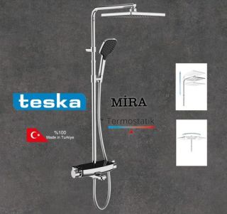 TESKA: Mira Mix 3 funksiyalı (yönlü) duş seti | ağ temperli panel, material - latun, stoyka dəyişən ölçülü, kod DK3701C