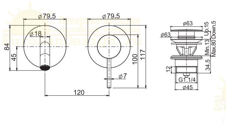 Смеситель для раковины Fima carlo frattini Spillo up F3051NLX8 схема 1