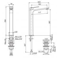 Высокий смеситель с донным клапаном Fima carlo frattini Fit F3381/H для раковины схема 1