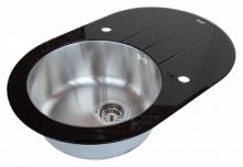 Мойка кухонная Zorg Inox Glass GL-5077-OV-BLACK