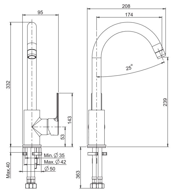 Смеситель для кухонной мойки с изогнутым изливом Fima carlo frattini Mast Kitchen F3137/3 ФОТО