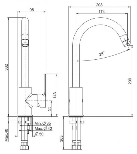 Смеситель для кухонной мойки с изогнутым изливом Fima carlo frattini Mast Kitchen F3137/3 ФОТО