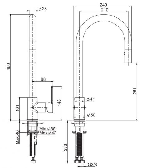 Смеситель с ручным душем из латуни для кухни Fima carlo frattini Mast Kitchen F3538N ФОТО