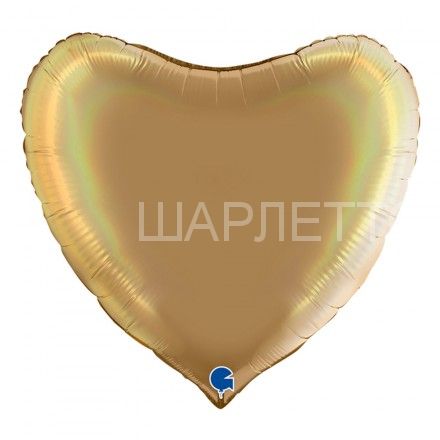 Сердце 91см, ШАМПАНЬ ГОЛОГРАФИЯ