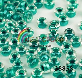 Бисер чешский 38858 прозрачный бирюзовая линия внутри Preciosa 1 сорт