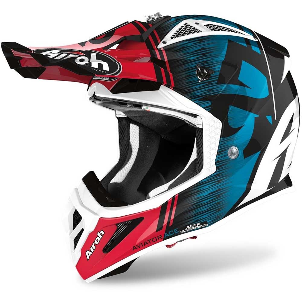 Airoh Aviator Ace Kybon Blue/Red Gloss шлем для мотокросса и эндуро