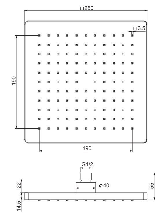 Лейка для верхнего душа Fima - carlo frattini Wellness F2987/2 25х25 ФОТО