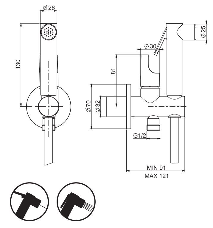 Смеситель с гигиеническим душем Fima carlo frattini Colletivita F2320/1N схема 1