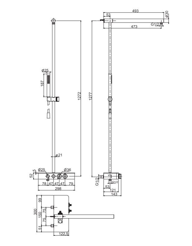 Душевая стойка Fima - carlo frattini Switch F5931 схема 2