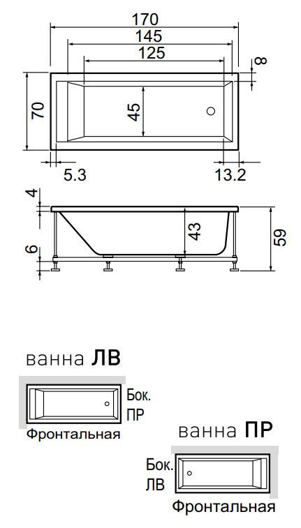 Ванна Hafro ERA 2ERA1 170x70 схема 1