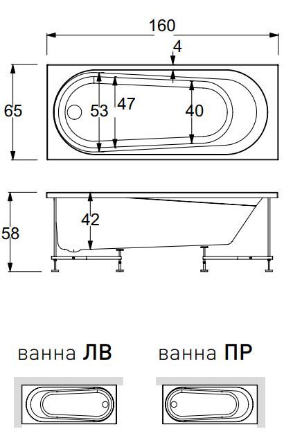 Ванна акриловая Hafro Nova 2NVA6 160х65 ФОТО