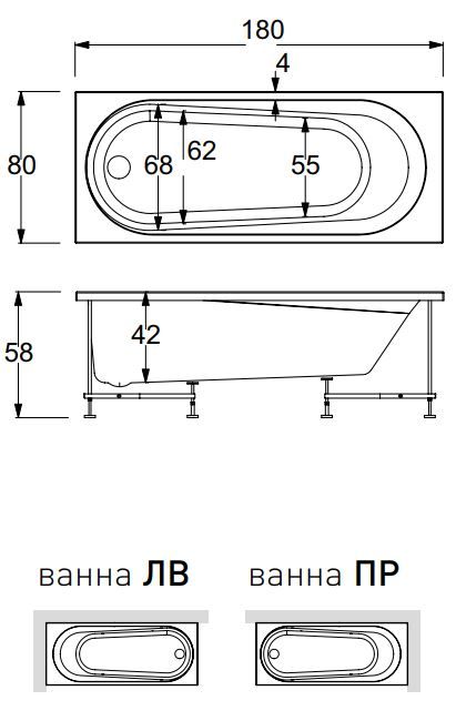 Ванна Hafro Nova 2NVB2 180x80 ФОТО