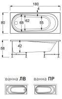 Ванна Hafro Nova 2NVB2 180x80 схема 1