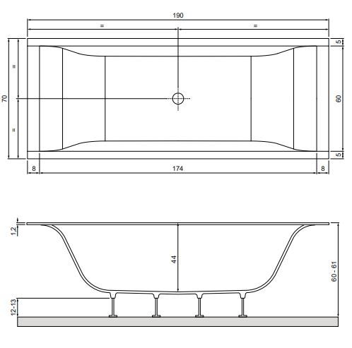 Ванна Hafro Rio 600 2RIA3N2 190х70 схема 1