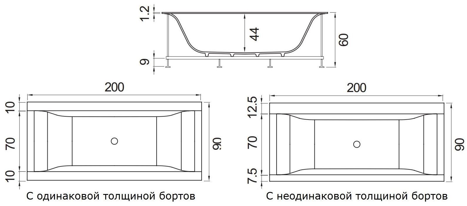 Ванна Hafro Rio 700 200х90 схема 1