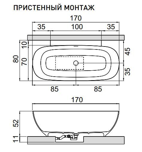 Ванна Hafro Calle Oval 2COA4N пристенная или в угол 170x80 ФОТО