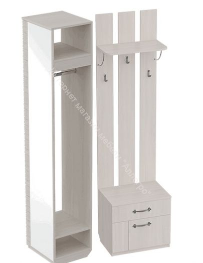 Прихожая Элана с вешалкой с зеркалом и тумбой 1,0 м