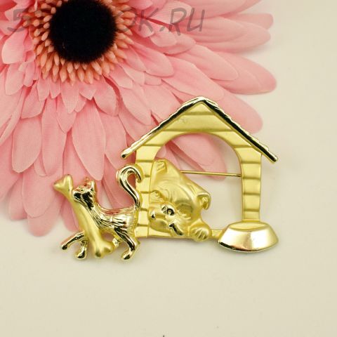 Брошь "Бульдожка и котэ" (AJC США)