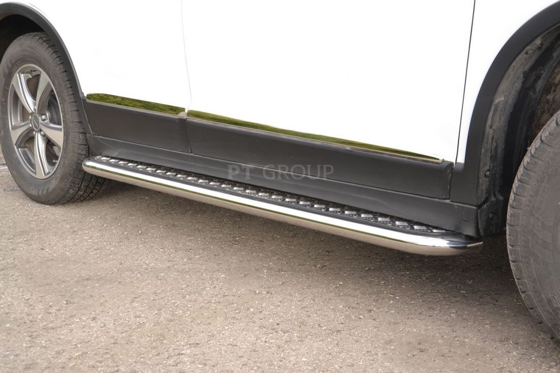 Защита порогов с алюминиевой площадкой Ø51 мм (НПС) HAVAL H6 с 2014