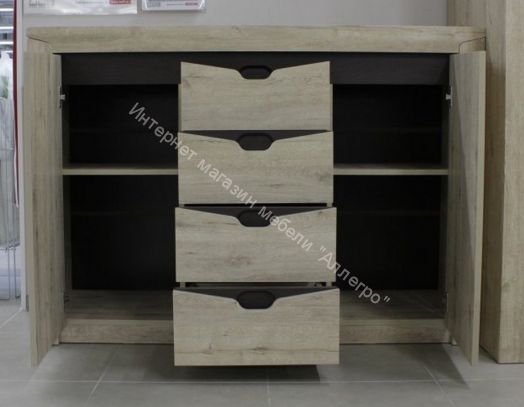 Тумба Соренто с 4 ящиками и 2 дверцами Дуб Стирлинг  (спальня)